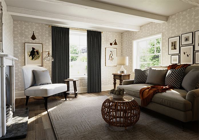 Oleander, Charcoal - Made to Measure Curtains - Image 7